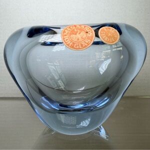 Holmegaard Per Lutken MCM "Minuet" Mini Blue Heart Vase Signed 1956 Art Glass